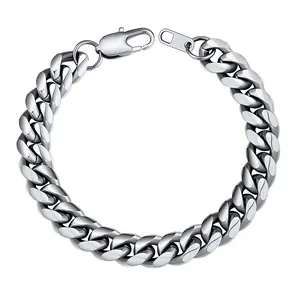 PROSTEEL Cuban Link Bracelet for Men Women Stainless Steel Simple Chain Bracelet 4/6/10/14 mm Width 19-21CM Length Unisex For Men Women Gift Box