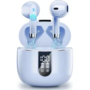 Wireless Earbud, Bluetooth 5.4 Headphones New 40H Ear Bud with LED Power Display, in-Ear Bluetooth Earbud HiFi Stereo Sound with 4 Mics, IP7 Waterproof Wireless Earphones USB-C for Android iOS, Purple : Electronics