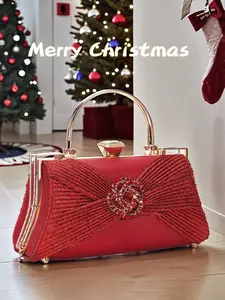 Elegant Christmas Evening Bag for Women, Fashionable Evening Bag, Rhinestone Decorated Handbag, Perfect for Weddings, Parties, Events, Holiday Season