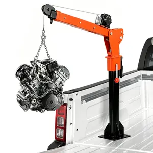 1000lb Pickup Truck Crane with 2500lb Electric Winch & 360° Swivel - Alloy Steel Truck Mounted Crane with Telescopic Arm, 48in Steel Cable, 12V DC - Jib Cranes for Heavy Duty Industrial Operations