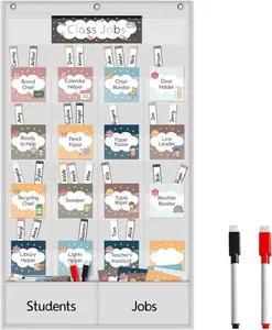 Class Jobs Pocket Chart, Teacher's Helper Classroom Management Educational Pocket Chart, Class Jobs for  Classroom  Haves Supplies, Classroom Jobs Bulletin Board Set (White)