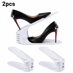2pcs Adjustable Double-Layer Shoe Organizer, Space-Saving Shoe Stacker Holder for Closet, Entryway, Dorm & Small Spaces