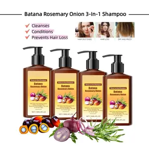 3-in-1 Liquid Haircare Shampoo & Conditioner with Batana, Rosemary, Onion - Oil Control, Root Strengthening, Fluffy Boost, Moisturizing, Nourishing, Repairing Formula for Adults with Normal Hair, Scalp Care Support, Anti-Hair Loss, Single Item