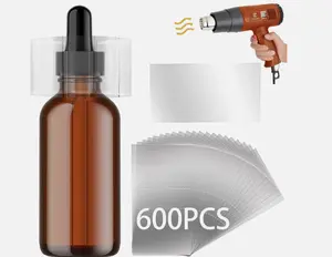 600 & 200Pcs Shrink Wrap for Bottles Bands Jars - Clear Heat Shrink Bottle Seals, Easy