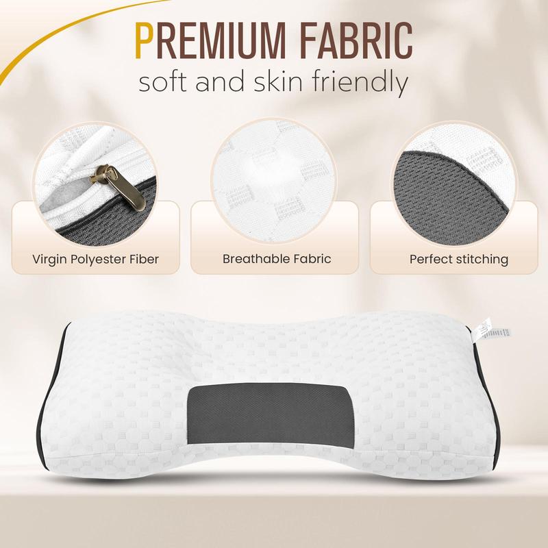 UFIST Neck Massage Couple Pillows - Adjustable ergonomic orthotic support, high-quality soft pillow core, detachable knitted pillowcase, relieves neck pain , aids sleep.Ergonomic Height for Optimal Cervical Support