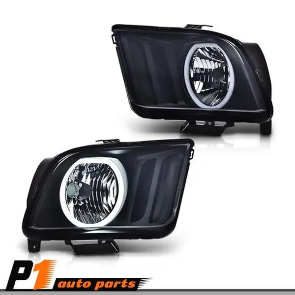 Black Housing Smoke Lens LED DRL Headlights Lamps Fits 2005-09 Ford Mustang