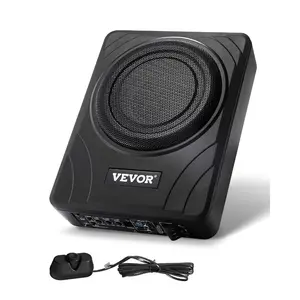 VEVOR 8 300W Underseat Car Subwoofer, Slim Powered Car Subwoofers Under the Seat, Low Profile Audio Sub Built-in Amplifier, High/Low Level Input Volume Controller for SUVs, Car, Truck, RV