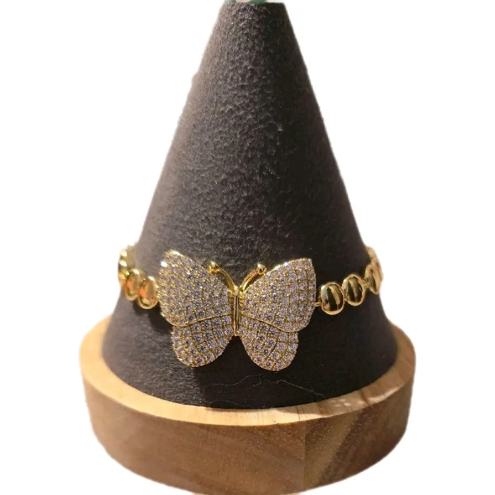 Elegant 14k Gold Plated Butterfly Bracelet with Zirconia Sparkling Jewelry for Women, Bracelet Design, Exquisite Bracelet