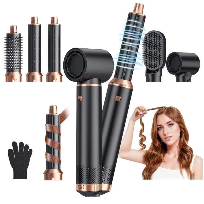 5 in 1 Blow Dryer Brush, Upgrade Hair Dryer Brush Air Curler Air Curling Wrap Styler, Detachable Hot Air Brush Negative Ion Curling Brush Iron, Hair Styling Tools for Drying Curling Straightening