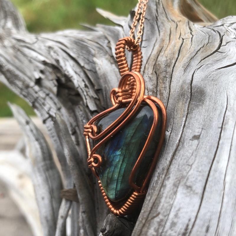 Labradorite and copper wire necklace