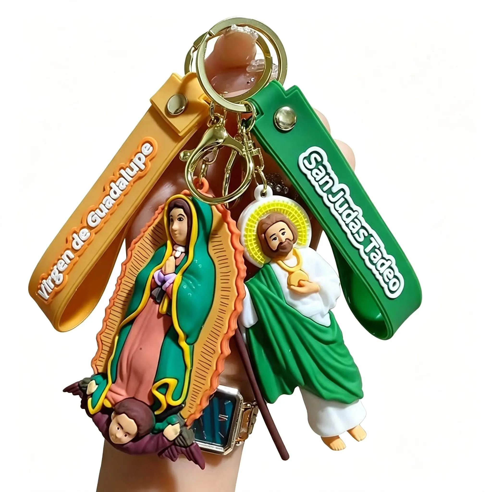 Cute Silicone Our Lady of Jesus & Virgin de Guadalupe Keychain,Cute Cartoon Wristband Keychain, Suitable for Backpack Pendants, Handbags, Cars, Keys
