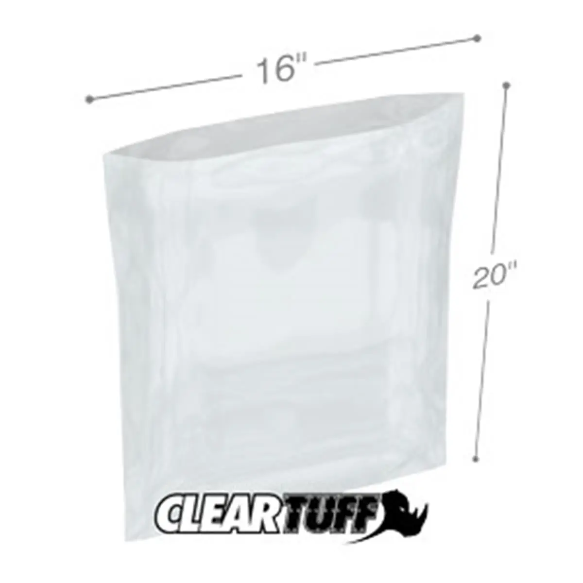 212 MAIN Flat Top Clear Poly Trash Bags, 16x20 in, 0.002 Gauge - Case of 1000, Plastic, Standard Size