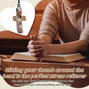 Pocket Wooden Cross Fidget Keychain Set (3/6/9 PCS) – Small Handheld Prayer Cross, Christian Encouragement Gift, Bulk Religious Party Favors for Easter, Baptism, Sunday School & Church Outreach