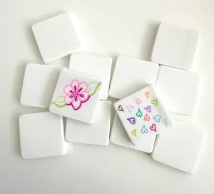 White Dolomite Stones, Pebble for Painting Pack of 12 Pieces 2'' x 2'' Square, Door number, Garden Decor (No Pen Included)