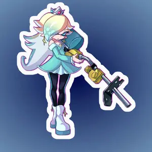Whimsical Racing Girl Sticker – Rosaline Character Style with Soft Mario Notes and Charming Kart Elements