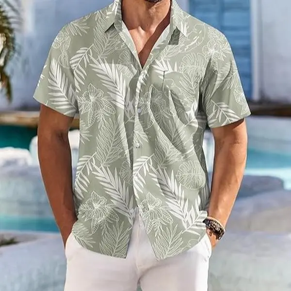 Mens Hawaiian Shirts Multiple Colors Tropical Floral Print Short Sleeve Button Down Shirt with Collared Neck Relaxed Fit Casual Beach Shirts for Men Summer Vacation Cruise Resort Luau Party Holiday Travel Outdoor Weekend Daily Wear and Going Out Outfits