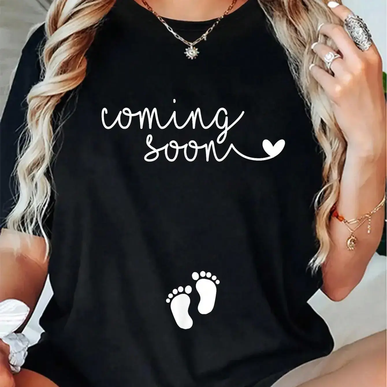 100% Cotton Casual Tshirt Pregnancy Announcement For Pregnant Mom To Announce Pregnant T-Shirt Breathable Clothes