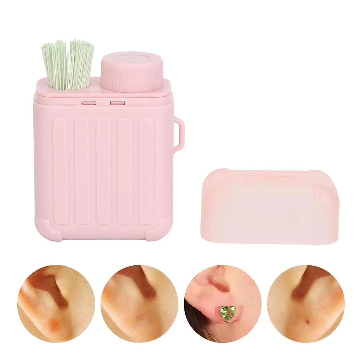 Ear Hole Ear Care Kit,Earrings Hole Cleaner,Disposable Aftercare Cleaner, with 240pcs Ear Piercing Hole Cleaner Floss & 10ml Cleaning Solution for Women Men (Rose Fragran) (Rose Fragrance 240pcs)