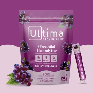 Ultima Replenisher Grape Daily Electrolyte Drink Mix – 20 Sugar-Free Hydration Packets with 6 Key Electrolytes, Vitamin C & Zinc – Vegan, Keto & Non-GMO