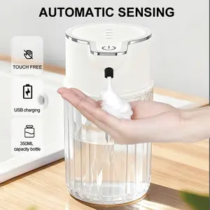 Touchless Automatic Soap Dispenser, Ipx5 Waterproof, USB Charging, 4 Adjustable Settings, Transparent Bottle, Kitchen & Bathroom Use