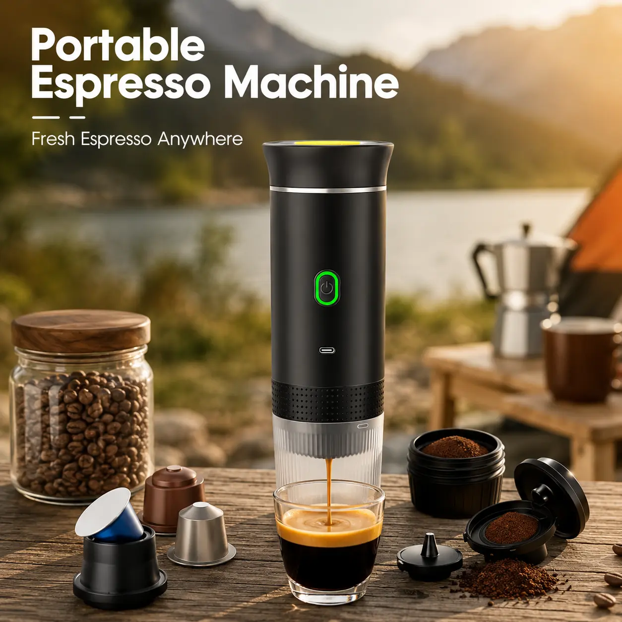 ONESHOW HOME Fresh Coffee Anywhere Self-Heating Travel Coffee Maker Portable Espresso Machine for Car Office Travel Deals For You Days