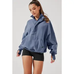 Ooey Gooey Half Zip Sweater - Blue Dusk