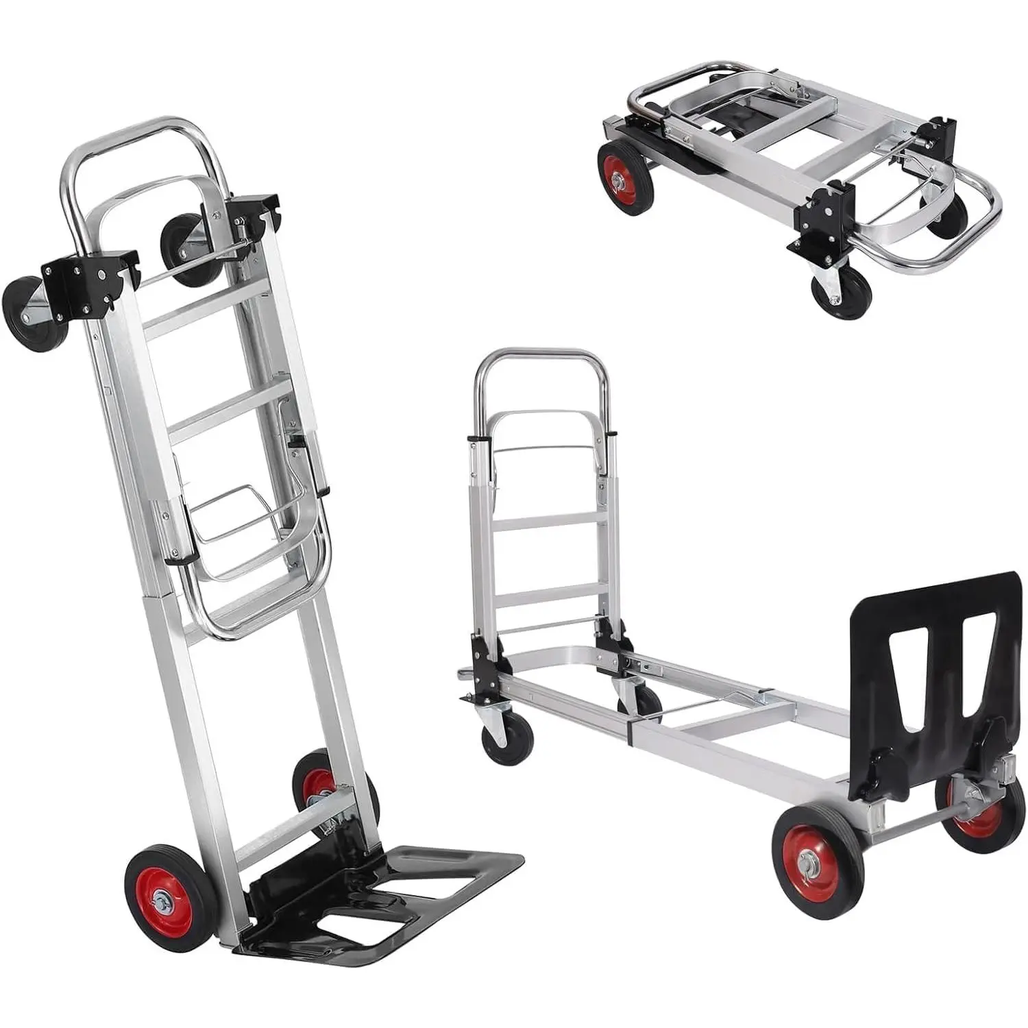 GARVEE 2 - in - 1 Convertible Hand Truck & Platform Truck Dolly 700 LBS Max Load, 4 Wheel Wheel Dolly Cart with Telescoping Handle for Warehouse, Garden & Grocery Moving