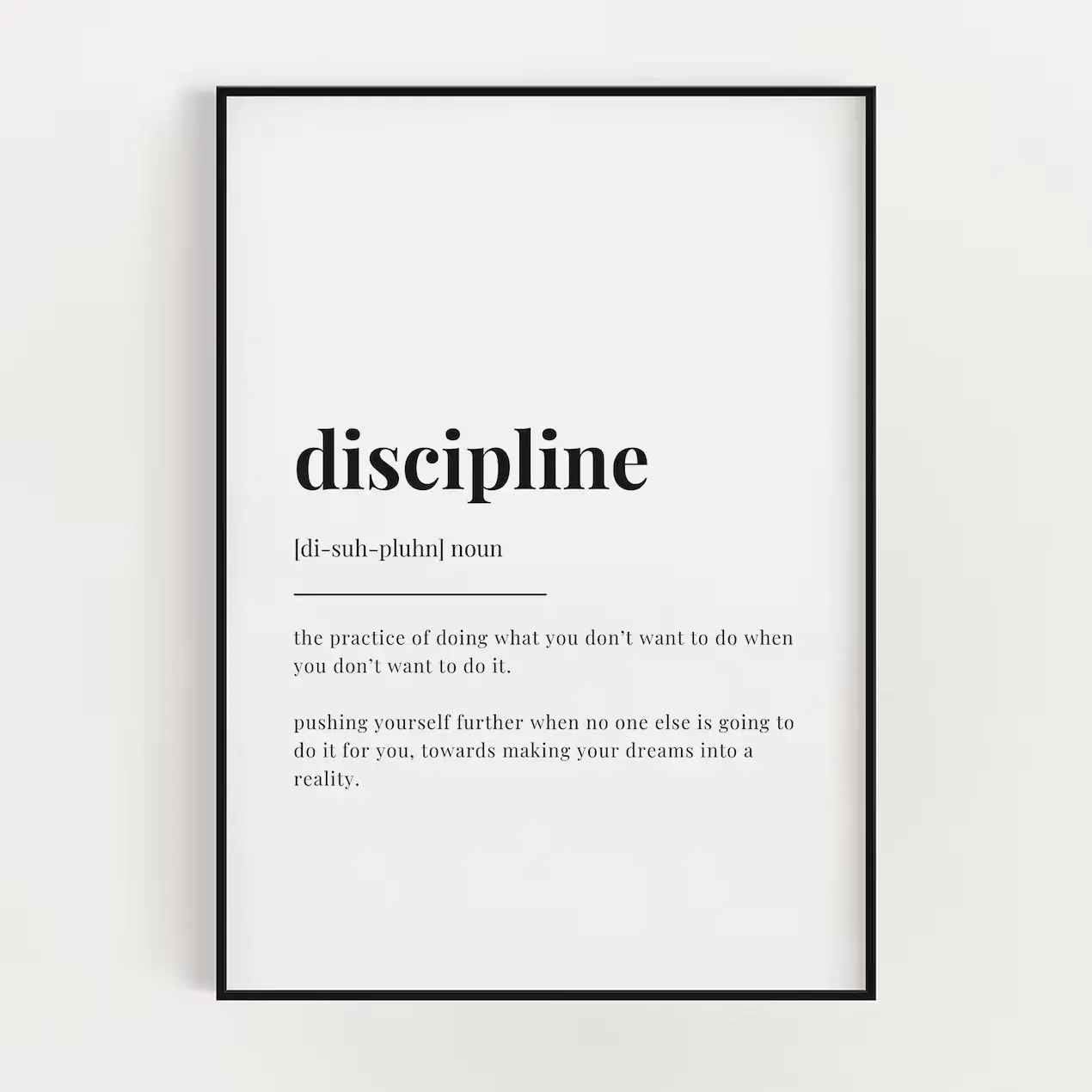Unframed Style Artistic Discipline Definition Poster - Modern Minimalist Waterproof Print, Bathroom Art Wall Decor, Home & Kitchen Decoration with Included Box