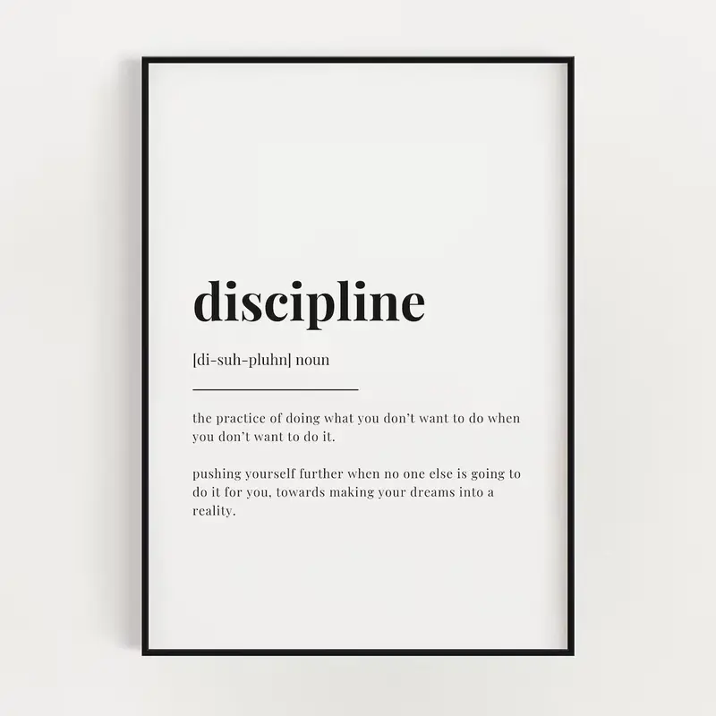 Discipline Definition Minimalist Poster – Unframed Modern Wall Art for Home Decor – Printable Motivational Typography