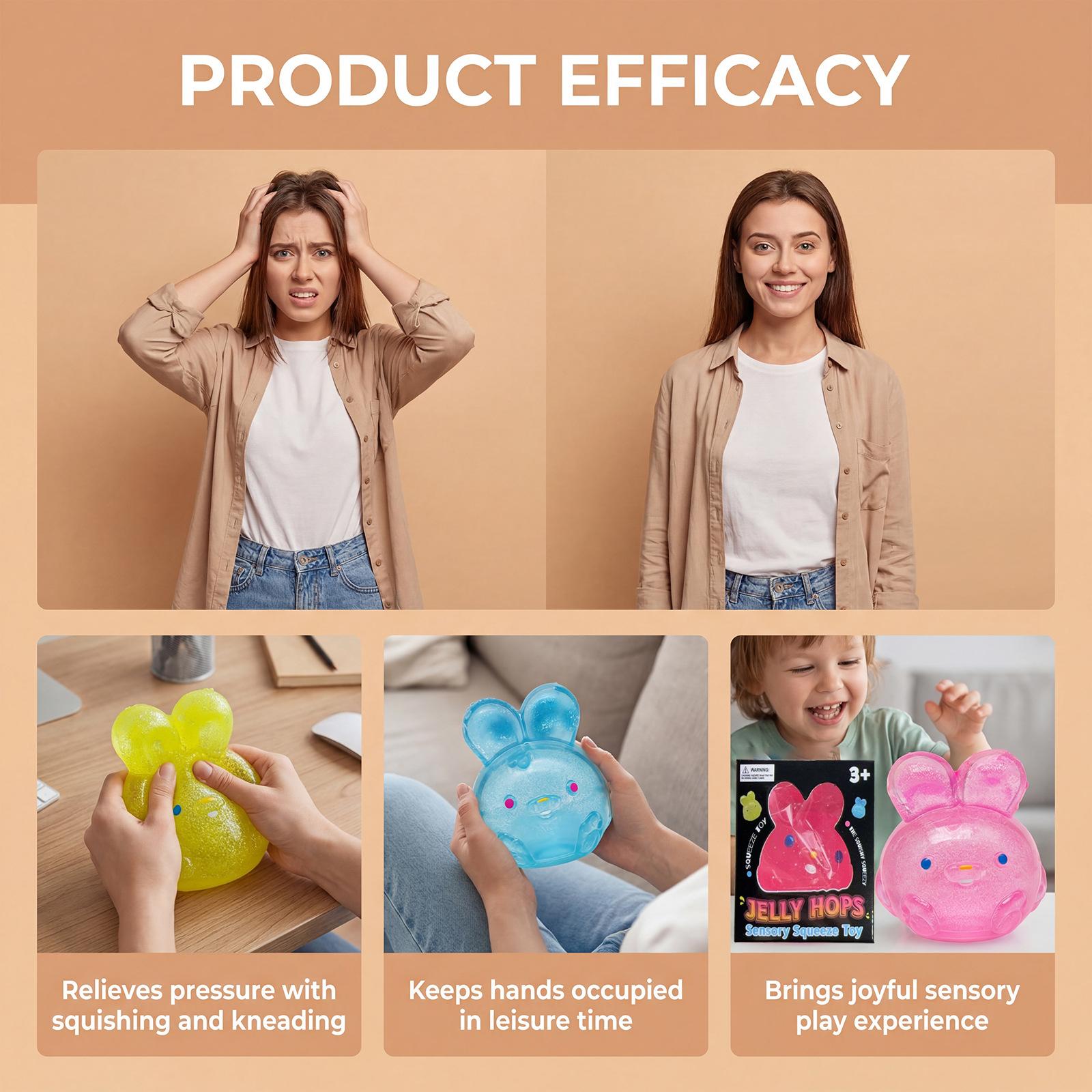 Bunny squishy toys, glitter sensory squeeze stress relief toys for kids and adults, soft Easter basket fillers, cute rabbit fidget toys for boys and girls, toddler party favors, stocking stuffers, goodie bag fillers, classroom prizes