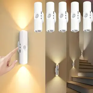 Smart Motion Sensor LED Night Light, RGB/tri-Color Dual Head Cat Eye Wall Lamp, USB Rechargeable, Ideal for Bedroom & Security Monitoring