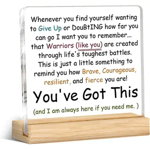 Inspirational Women's Cancer Care Gift, Encouragement Gift for Breast Cancer Awareness, Acrylic Desk Decor with You Can Do It Slogan