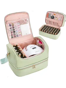 Nail Polish Organizer Bag Holds 40+10 Bottles, Nail Lamp & Supplies, Nail Tech Storage Case, Gel Kit Box Gift for Manicurists, Makeup Storage Bag, Travel Cosmetic Bag