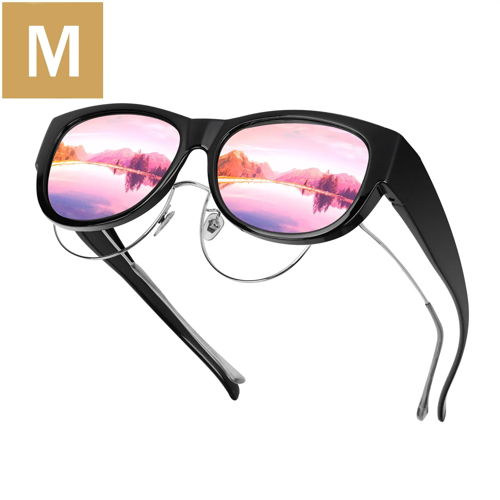 M Size Black Frame Pink Lens