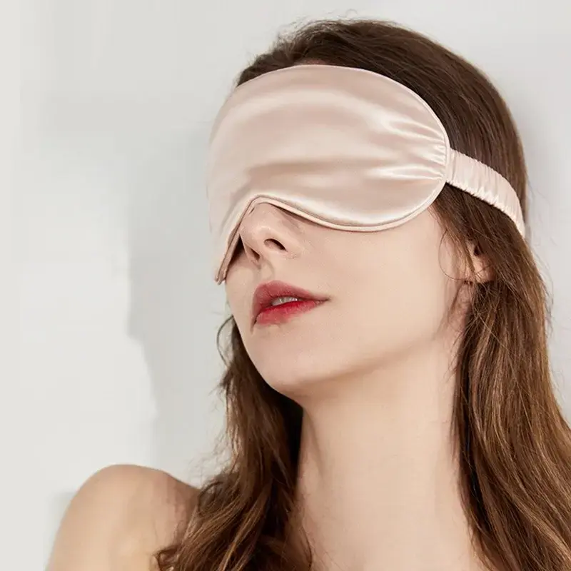 Double-Sided Imitation Silk Eye Mask, Champagne Color Sleeping Mask for Travel, Office and Home, Eyemasks for Sleeping, Sleeping Mask Strap, Sleeping Eyemask