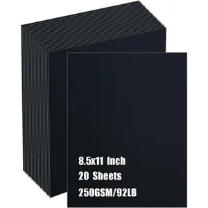 20 Sheets Black Cardstock 8.5 x 11 Inches, 250gsm/92 lb Thick Craft Paper for Making Cards, Invitations, Paper Crafts or Drawing