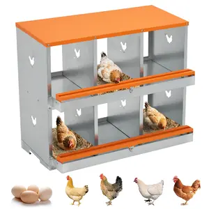 Metal Chicken Nesting Box with 3/4/6/8 Compartments, Galvanized Steel Egg Laying Box with Roll-Out Tray for Egg Collection
