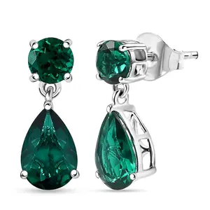 AAA Luxuriant Lab Grown Emerald 3.06 ctw Earrings in 10K White Gold Christmas Gifts