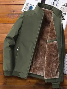 Men's Fall Winter Casual Comfy Jacket, Casual Comfortable Stand Collar, Outdoor Soft Shell Zipper Cardigan, Warm Winter Wear, Long Sleeve Fitted Style