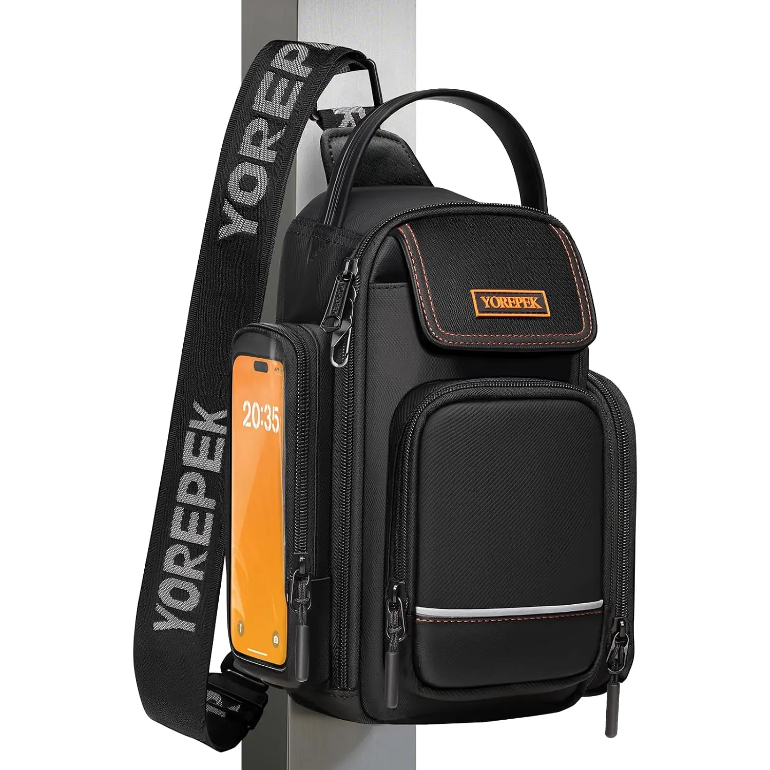 YOREPEK Insulated Magnetic Small Gym Bag with Phone & Pouch for Air Tag | Crossbody Water-Resistant Bottle Carrier with Adjustable Strap for Work, Gym, Sports
