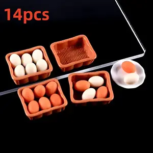 Mini Egg Decor Set, 14 Pieces Including & Eggs, Perfect for DIY Miniature Kitchen Crafts, Play Kitchen Accessories, Home Decoration, Holiday Gifts