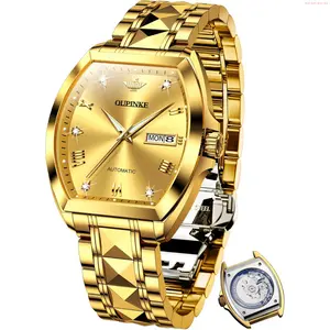 OLEVS Watch OUPINKE Mens Automatic Watches Luxury Self Winding Mechanical Tonneau Diamond Business Dress Wrist Watches Sapphire Crystal Tungsten Steel Waterproof Luminous