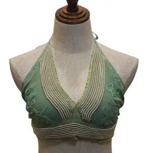 Exotic Cami Beaded Gem Tank Top with Intricate Beading and Luxurious Gem Accents for Casual Outings - Light