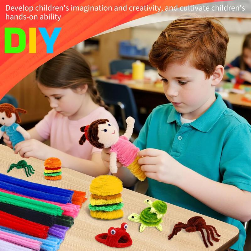 Pipe Cleaners, 200 count Pipe Cleaners Craft Set, Colored Pipe Cleaners for Crafts Chenille Stems with Adhesive Eyes and Storage Box, Christmas Mother's Day Decoration Art Supplies