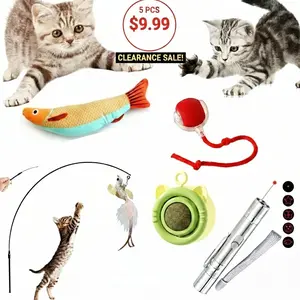 [CLOSING SALE] 5-in-1 Ultimate Cat Toy Bundle - Smart Ball, Laser, Wand & More (Clearance Price)