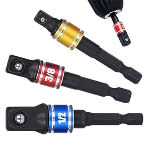 Socket Adapter Set, 3 Counts/set Hexagonal Square Nut Driver Impact Socket, Extension Drill Bit Socket Wrench Adapter Set, Hand Tools, Torque