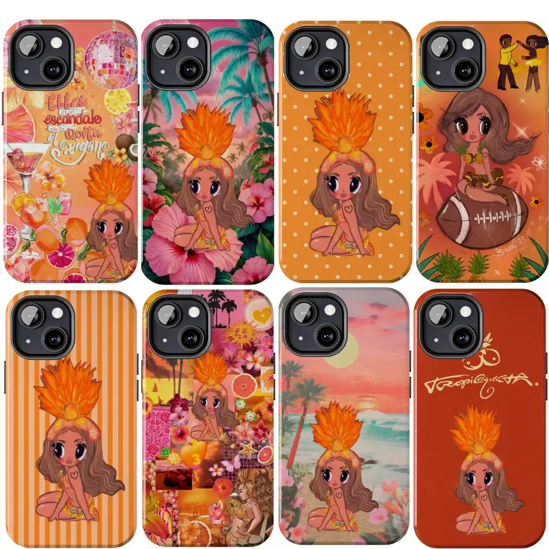 Orange Tropicoqueta Girl Doll Phone Case, Viajando Por El Mundo Tropitour 2026 Aesthetic For iPhone 8-17