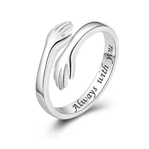 Love Message Hug Hope Inspirational Ring – Adjustable Stainless Steel Healing Jewelry, Motivational Gift for Daughter