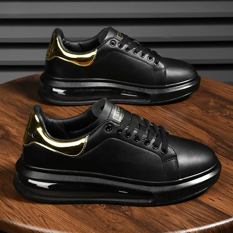 Men’s Closed Round-Toe PU Leather Work Footwear - Slip-Resistant, Oil-Resistant Worker Shoes for Restaurant & Hospital Chefs, Plain