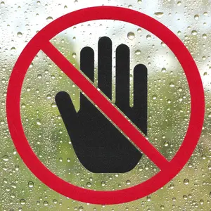 - Round Clear Transparent Do Not   Sign - Self Adhesive Peel and Stick Decal for Glass Door or Window - Pack of 4